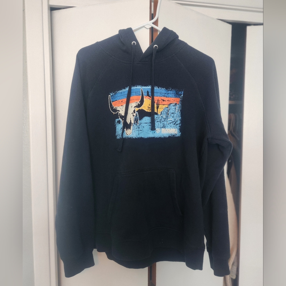 Navy Blue Graphic Hoodie with Skull Design